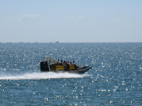 Turcs &amp; Caicos Islands: larger airboats are used for inter-island transfers, as diving platforms, for fishing excursions or whale watching.