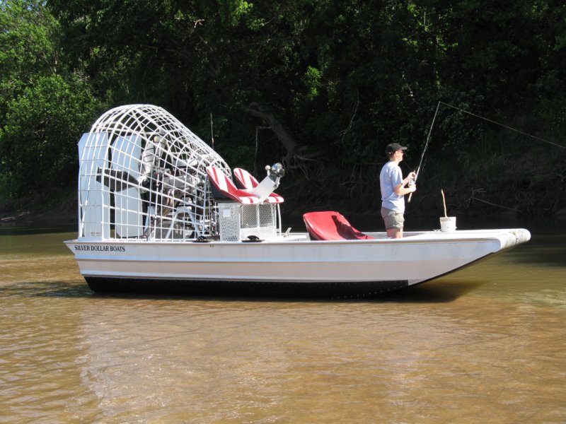 Fishing off a new Silver Dollar airboat from Oklahoma